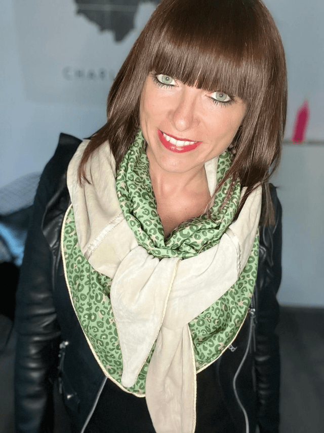 Beige/vert Leopard